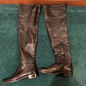 Stuart Weitzman Black Leather Over-the-Knee Boots